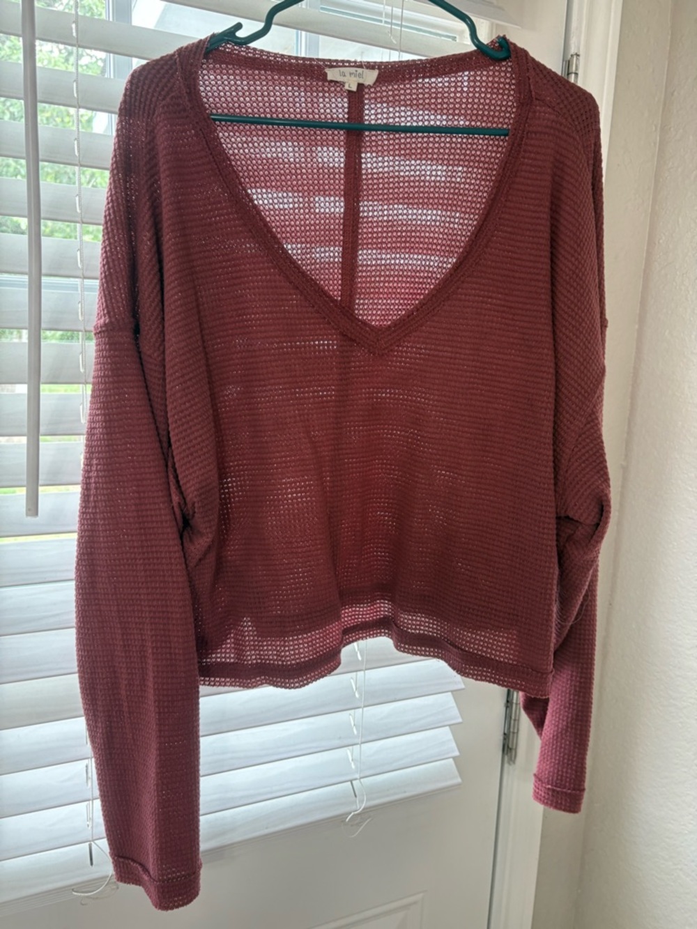 LA MIEL Dusty Rose Open-Knit Cardigan